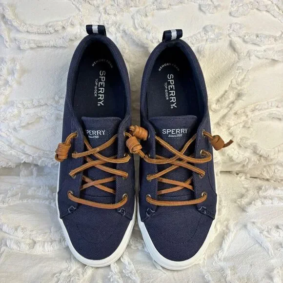 Sperry Navy Canvas Lace-Up Sneakers | Memory Foam | Women’s 7.5 - Picture 12 of 12